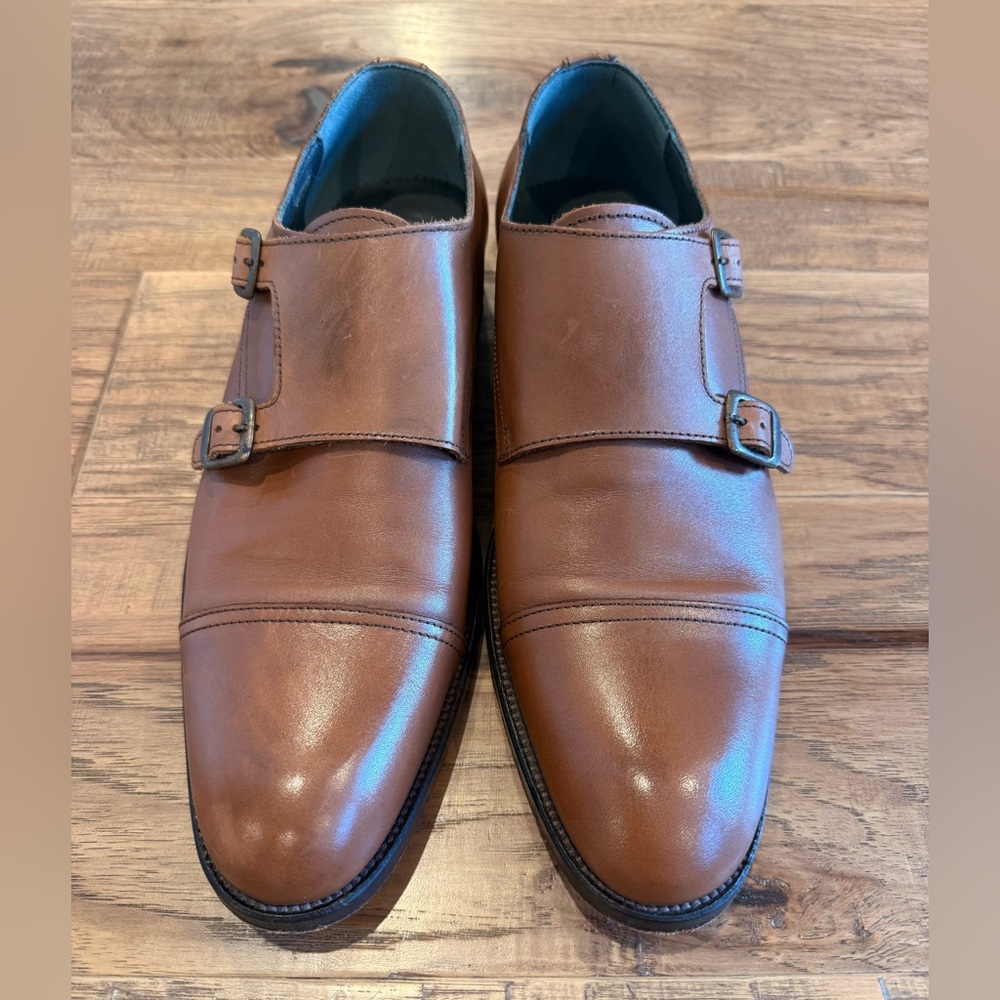 Elegant Brown Leather Double Monk Strap Oxfords